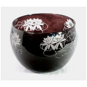  Correia Designer Art Glass, Bowl Blk/wht Waterlilies: Home 