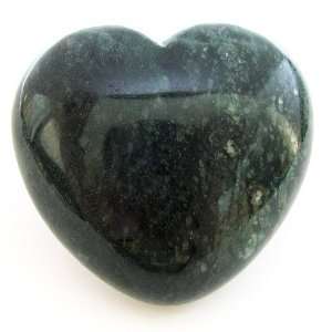  MOSS AGATE   45MM PUFFY HEART Crystal Healing Pocket Stone 