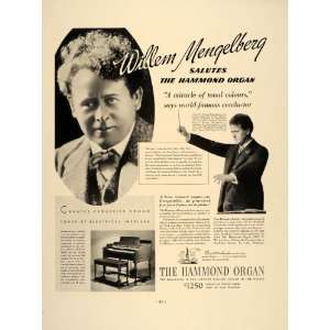   Organ Willem Mengelberg Maestro   Original Print Ad