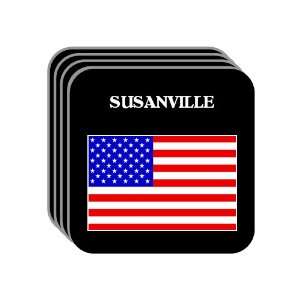 US Flag   Susanville, California (CA) Set of 4 Mini Mousepad Coasters
