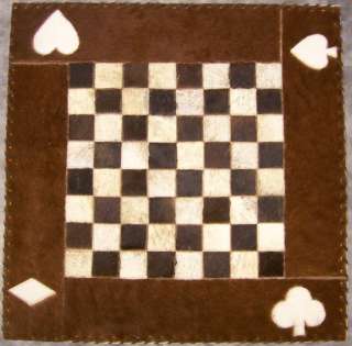 superbly done hand made cow skin chess or checker board