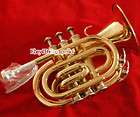 Super Gold Pocket Trumpet Cornet Bell Large New & Case