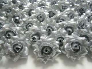 100X Silver Roses Artificial Silk Flower Head Wholesale Lots Wedding 