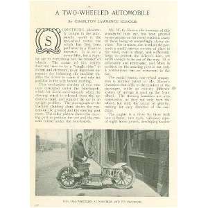   1910 W G Moore Inventor 2 Wheel Motor Car Los Angeles 