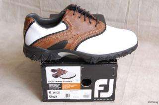 Mens FootJoy Contour Series Golf Shoes 9 Wide 54024 White/Brown BRAND 