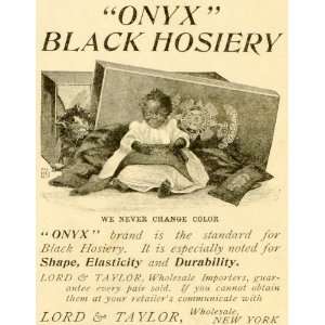  1898 Ad Lord Taylor Onyx Black Hosiery Socks Stockings 
