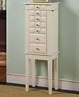 White Wooden Jewelry Armoire Cabinet with Six Drawers a