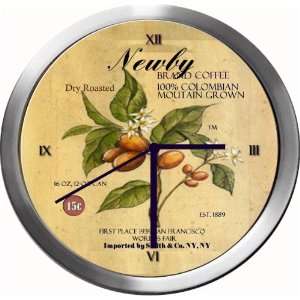  NEWBY 14 Inch Coffee Metal Clock Quartz Movement: Kitchen 