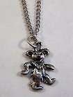 Pewter Grateful Dead Dancing Bear Pendant   Silver Plated 18 Chain 
