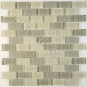 Oyster 1 x 2 Cream/Beige Crystile Solids Glossy & Frosted Glass Tile 