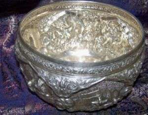 MULTI FACETED BINDING IN BURMESE SILVER BOWL OF POWER  