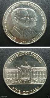 Liberia Commemorative Coin $5 UNC    W.BUSH & CHENEY  