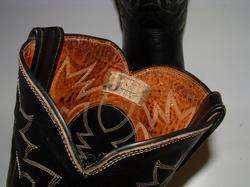 Vintage JUSTIN Men BLACK Leather STOVEPIPE Cowboy RANCH WORN WESTERN 