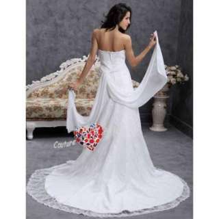 line Sweetheart Sweep Train Lace Satin Wedding Dress  