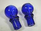 PAIR Vintage COBALT BLUE Glass BALL bottle stoppers