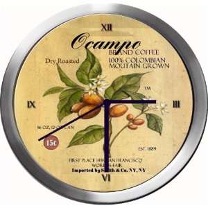  OCAMPO 14 Inch Coffee Metal Clock Quartz Movement: Kitchen 