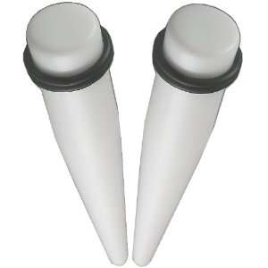 inch (12mm)   White UV Acrylic Ear Large Gauges stretched Stretching 