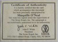 SHAQUILLE ONEAL SCOREBOARD BUYBACK AUTO AUTOGRAPH SKYBOX DREAM TEAM 