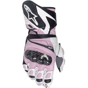   SP 1 Womens Leather Street Racing Motorcycle Gloves   Pink / Large