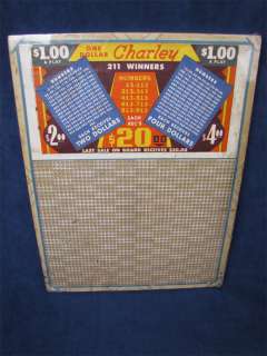 Vintage Unused One Dollar Charley Punch Board Gambling  