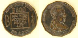 Token: $500, Consolidated Ins. C0., PMA c, 1960s  