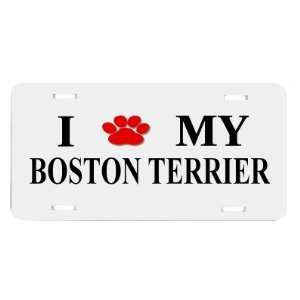  Boston Terrier Paw Love Dog Vanity Auto License Plate 