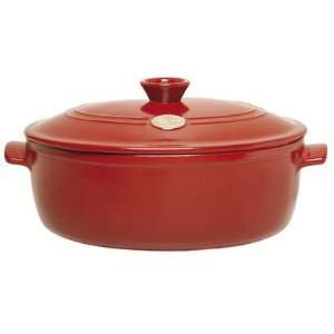   6.3 Quart Flame Oval Glossy Stew Pot in Red: Kitchen & Dining
