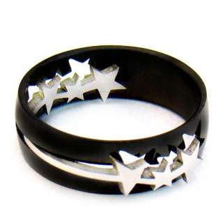   Mens Size 8 Stainless 316L Steel Cut Star Ring Fashion Jewelry  