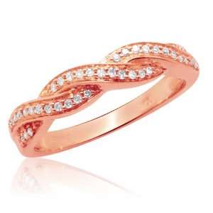 10k Pink Gold Diamond Stack Rings (1/10 cttw, H I Color, I2 Clarity 