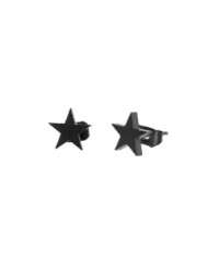Urban Male Mens Black Stainless Steel Star Stud Earrings 8mm (Pair)