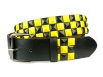 Snap On Punk Rock Star Studded Black & Yellow Checker Board Pattern 