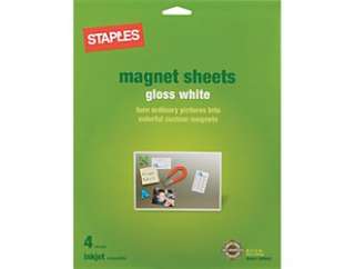 12 Staples 8 1/2 x 11 Magnetic Gloss White Sheets 718103042352 