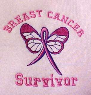 Breast Cancer Survivor Ribbon Butterfly Hoodie Pink XL  