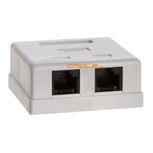  Cmple   Surface Mount Box Cat5e Double WHITE Electronics