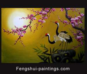 Asian Painting Asian wall art, crane Painting on canvas  