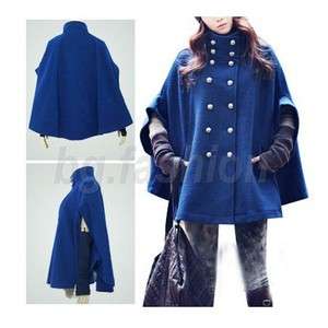   Womens Double breasted Trench Coat Cape Jacket Ponchos Outwear  