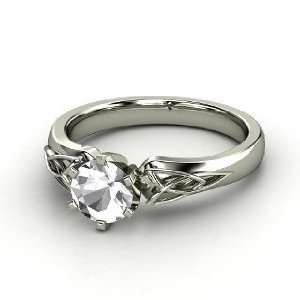  Fiona Ring, Round Rock Crystal Platinum Ring Jewelry