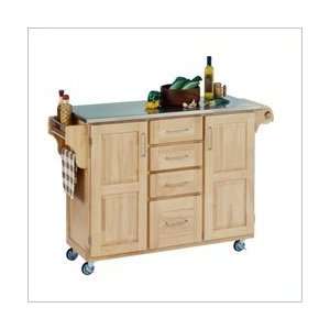   : Natural Kitchen Island with Stainless Steel Top: Furniture & Decor
