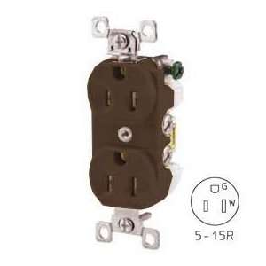 Bryant Cbrs15 Commercial Grade Duplex Receptacle, 15a, 125v, Brown 