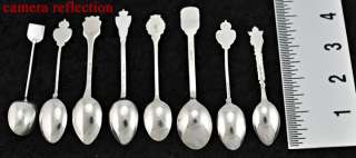 Sterling Silver Enameled Demitasse Souvenir Spoons  