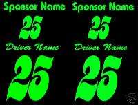 Go Kart One Color Racing Decal Kit with Sponsors  
