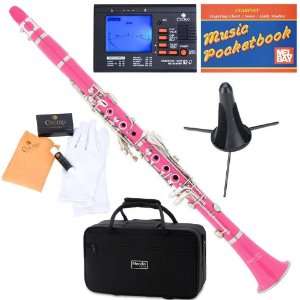 Mendini MCT PK+SD+PB+92D Pink ABS B Flat Clarinet with Tuner, Case 