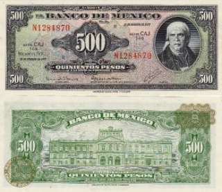Mexico $ 500 Pesos Morelos Feb 18, 1977 UNC N1284869.  