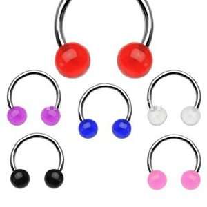   Surgical Stainless Steel Circular Horse Shoes with UV Balls: Jewelry