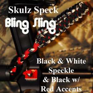 Speckled bow wrist sling w/ red fits PSE Skullz Camo  