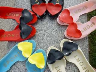  Pink Heart Flats Jelly Shoes Sandals Flip Beach 5 Sizes 