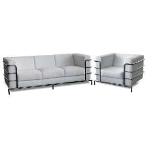  CITADEL SOFA W/ CHAIR IN WHITE LEATHER BY DIAMOND SOFA