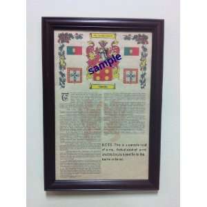 Chancey Armorial History with Coat of Arms on 11 x 17 Parchment Paper 