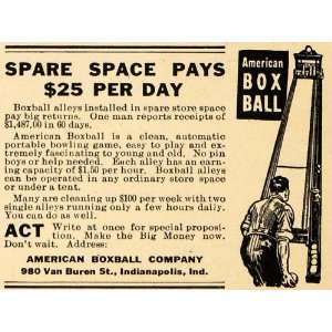  1922 Ad American Boxball Portable Bowling Game Indiana 