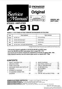 Pioneer A 91D Amplifier Service Manual in PDF format  
